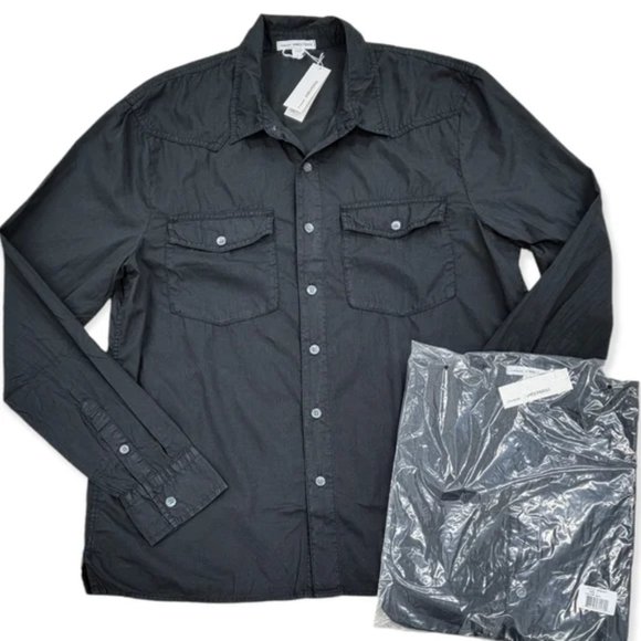 James Perse Black Casual Button Down Shirt - Picture 1 of 7